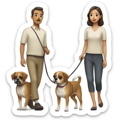 Mid 30s filipina walking two pugaliers on leash sticker