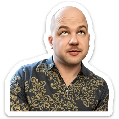 clean shaven bald man portrait sticker