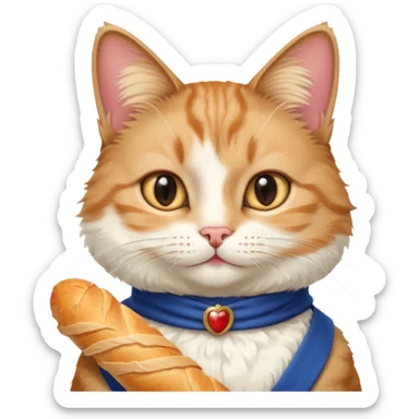 French cat with baguette  sticker
