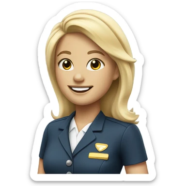 blonde hair girl smiling in flight attendant uniform  sticker