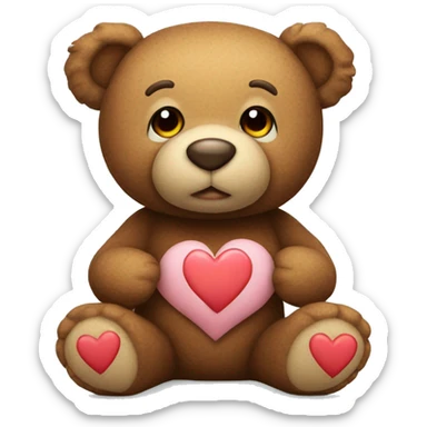 Teddy bear with hearts sticker