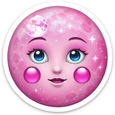 Pink sparkly moon sticker