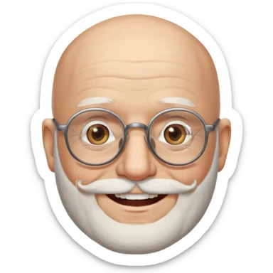 old man bald with beard and glasses sticker