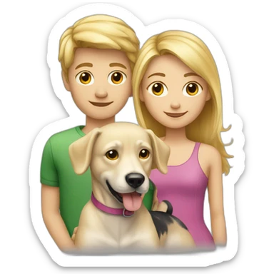 blond-hair-boy-and-girl-with-dog sticker