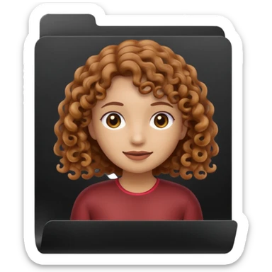 A **simple emoji-style icon** of a **black transparent plastic folder**, sleek and minimal, with **rounded corners**, subtle translucency, soft shading, and a **small logo of a canela-skinned girl with curly hair** on the front.
 sticker
