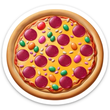 pizza with pink sauce and jelly beans sticker