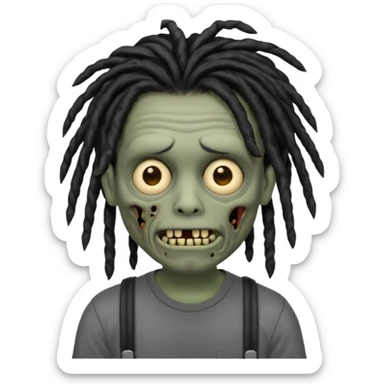 memoji iphone zombie with black dreads black tee and braces sticker