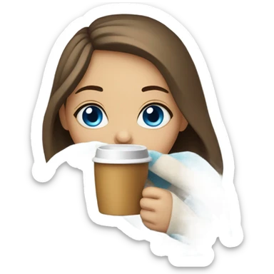 girl inside a blanket sipping coffee blue eyes sticker