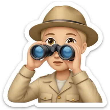 A person holding binoculars or a telescope, looking into the distance sticker