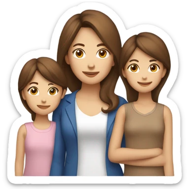 Mom vietnamese and 3 daughers (1 brune, 2 châtain,) sticker