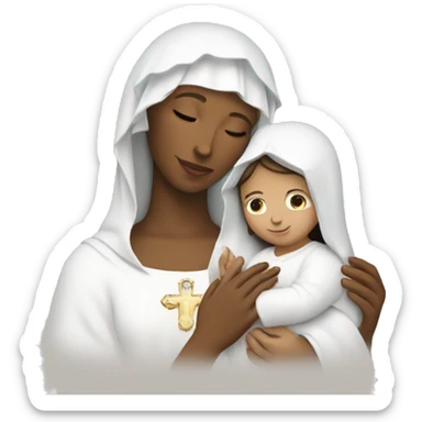 Maria mother of Jesus with Jesus in hands white skin sticker