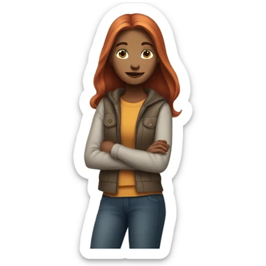 Snowwhite having long copper color  hair and wears casual clothes  sticker