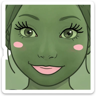 create a blushing emoji like a circle, looking up slightly to the side with lashes and a small smile with blush on the cheeks sticker