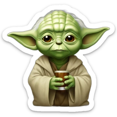 Yoda buvant une bierre sticker