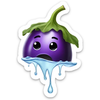 Eggplant dripping in water sticker