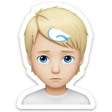 boy with blonde hair emo, and white shirt, blue eyes sticker