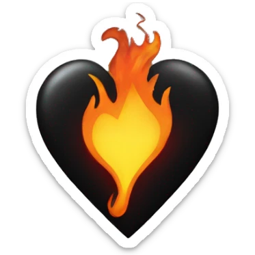 Black heart with fire sticker
