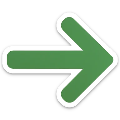 green arrow, flat color icon style, minimal and bold sticker