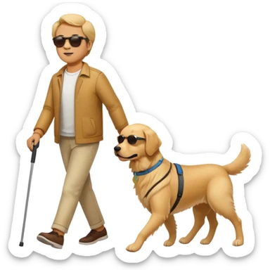 blind man with sunglasses and guide dog sticker