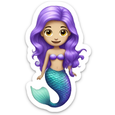 mermaid with purple tail pale sticker