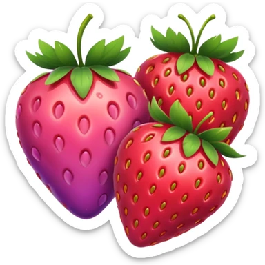 strawberries, pink and purple hearts sticker