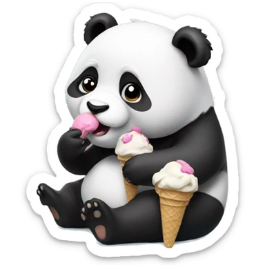 Panda eating ice cream sticker