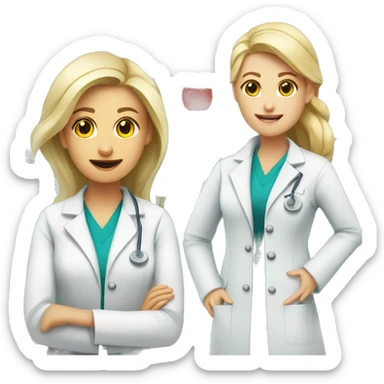 Chemist in lab next to blonde female doctor sticker