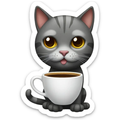 cat with coffee sticker