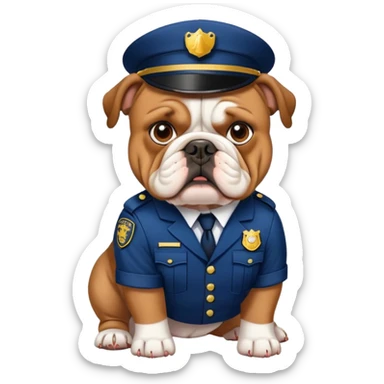 english bulldog wearing a security uniform sticker