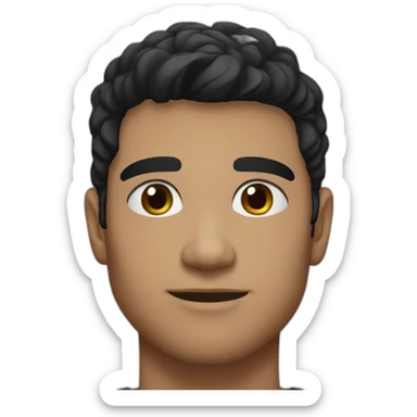 male, 26 years old, black hair, not long, wide eyelashes, brown eyes, medium nose, round face, wide lips sticker