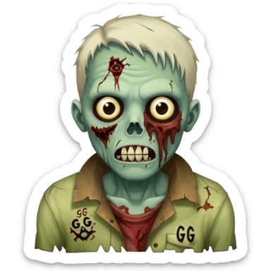 a zombie saying gg sticker