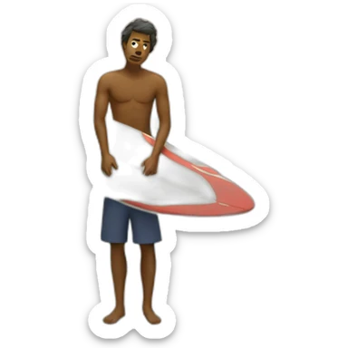 sad man surfing sticker