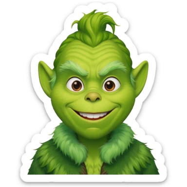 Grinch in green fur coat sticker