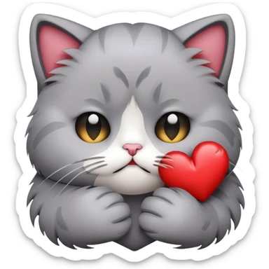 Sad Cat face emoji holding the broken heart emoji sticker