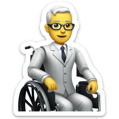 A robot in a suit and tie in a wheelchair sticker