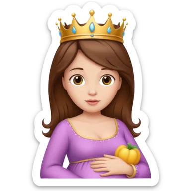 Pregnant princess with brown long hair sticker