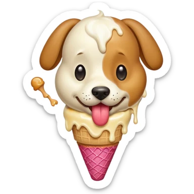 Dog eating ice cream sticker