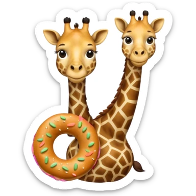 giraffe holding bagel sticker