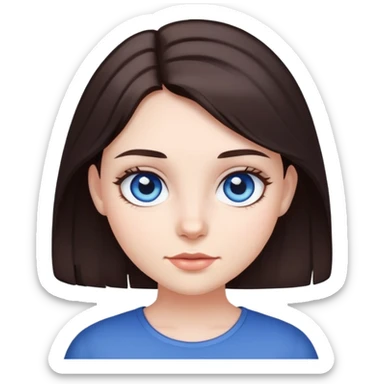 A girl with dark brown hair and dark blue eyes sticker
