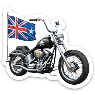easy rider chopper motorcycle with southern cross flag on tank.  facing towards the left sticker