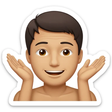 A male with closed relaxed eyes but the mouth it looks like it trying to hold in laughter sticker