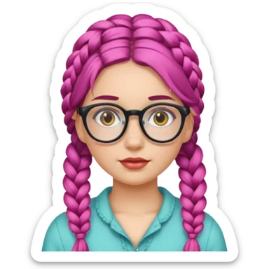 colored braided hair girl with glasses sticker
