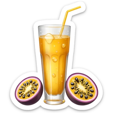 passionfruit & mango soft drink in glass sticker