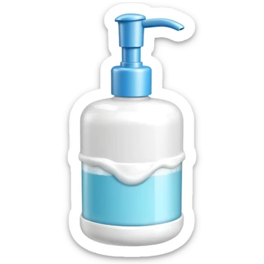 foam pump bottle object icon, soap dispenser with foam on top, glossy plastic, 3D cartoon, mobile game icon style, centered, clean background, no text, no watermark
 sticker