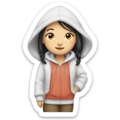 Chinese girl wearing cozy outfit sticker