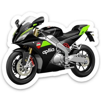 moto sportiva con scritta aprilia nera e solo avanti fluorescente  sticker
