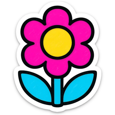 pestal flower icon, flat color, bold lines, contemporary look sticker