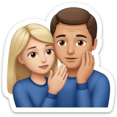 Girl touching his face with both hand, and smoothly rubbing the face sticker