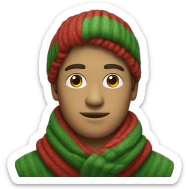 man in scarf red-green stripe sticker