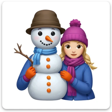 people making a snowman sticker